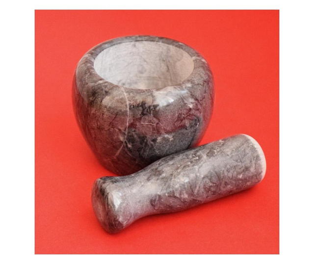 Mojar Pufo cu pistil din piatra, 9 cm, 1.2 kg, negru