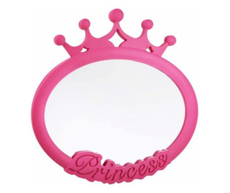 Oglinda decorativa ovala Princess pentru fetite, 25 x 25 cm, roz
