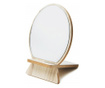 Oglinda rotunda pentru cosmetica cu suport din lemn, 18 cm