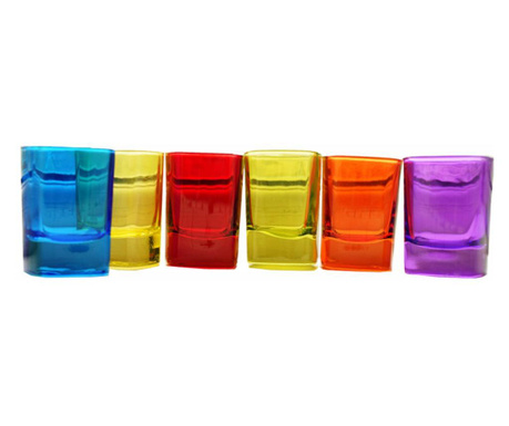 Комплект от 6 цветни стъклени чаши за снимки, 55 мл