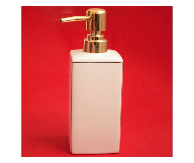 Керамичен дозатор Pufo Elegance Gold за течен сапун, 20 см, бял