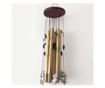 Clopotel de vant cu 6 tuburi sonore metalice aurii pentru casa sau gradina, model Feng-Shui cu bufnite si monede