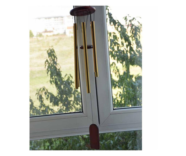 Вятърен чан с 6 златисти метални звукови тръби, Модел Фън Шуй, За дома или градината