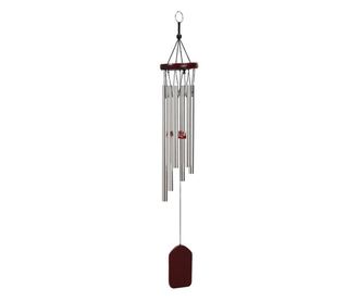 Clopotel de vant cu 6 tuburi sonore metalice argintii pentru casa sau gradina, model Feng-Shui