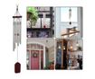 Clopotel de vant cu 6 tuburi sonore metalice argintii pentru casa sau gradina, model Feng-Shui