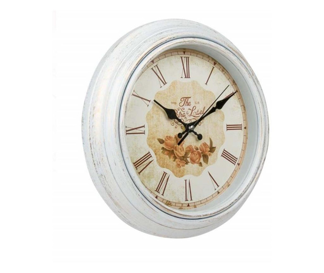 Ceas de perete rotund 30 cm, model Pufo vintage, alb