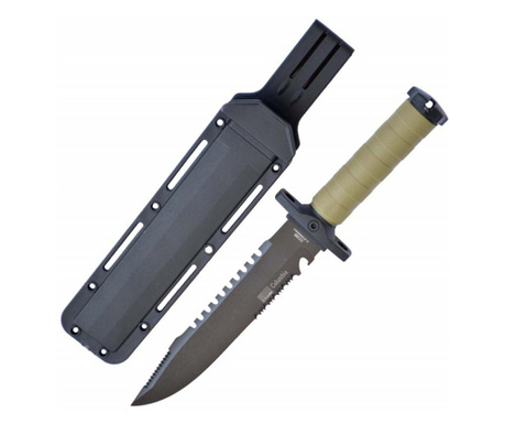 34,5 см щик Army Style нож със зъби, ергономична гумирана дръжка, включена обвивка