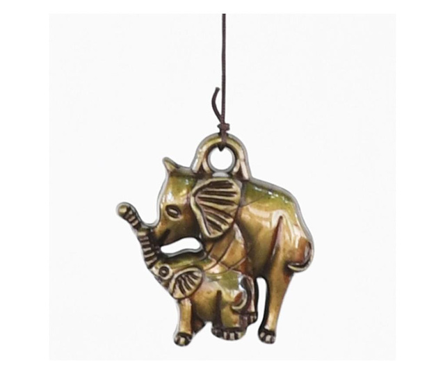 Clopotel de vant cu 5 tuburi sonore metalice pentru casa sau gradina, model Feng-Shui cu elefanti