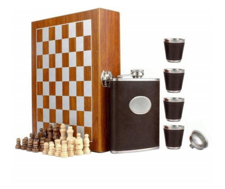 Комплект Шах + Фласк за напитки + 4 чаши