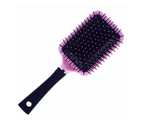 Квадратна четка за коса, розова с черни точки, пухкава, 26 см