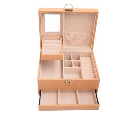 Кутия за бижута Pufo Glamour, Елегантна, За съхранение и организиране на бижута и аксесоари, Кафяв