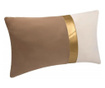 Perna decorativa catifelata bicolora Pufo cu fermoar, 30 x 50 cm, auriu/maro