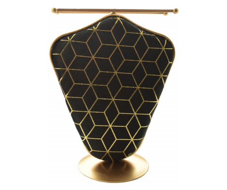 Organizator metalic Pufo Golden Velvet pentru coliere si bijuterii, negru cu auriu