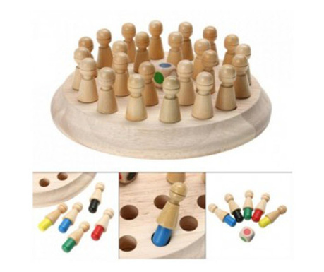 Joc de memorie Memory Chess, cu 24 pini, din lemn
