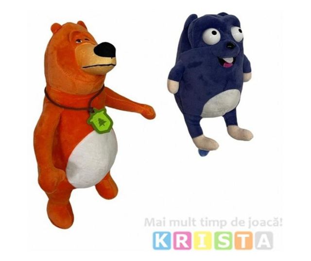 Set doua mascote din plus Ursul Grizzy si Lemingii, 25-30 cm