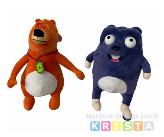 Set doua mascote din plus Ursul Grizzy si Lemingii, 25-30 cm