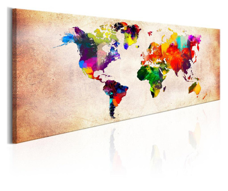 Tablou canvas - Harta lumii: Pietricele colorate - 150x50 cm