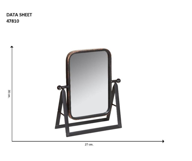 Oglinda de masa Santiago Pons, alama, 27x10x30 cm, negru