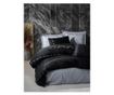 Lenjerie de pat King Supreme Satin Cotton Box, Gloria, bumbac satinat, negru/gri
