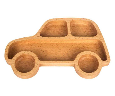 Platou servire pentru copii masina, lemn de fag