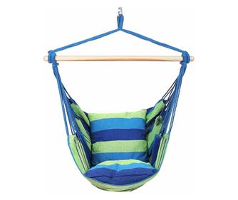 Závěsné houpací křeslo s polštářem, modrá
