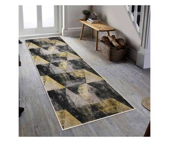 COVOR DE BUCATARIE ANTIDERAPANT BERENICE, DREPTUNGHIULAR, 80X200 CM, GEOMETRIC, NEGRU, GALBEN, GRI, 60% BUMBAC Homelux, 200x80,