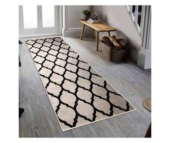 COVOR DE BUCATARIE ANTIDERAPANT OTEEA, DREPTUNGHIULAR, 40X100 CM, GEOMETRIC, ALB, NEGRU, 60% BUMBAC Homelux, 100x40, Alb/Negru