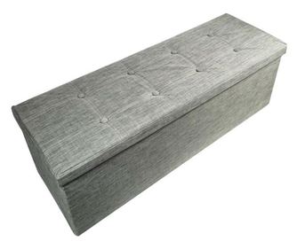 Taburet,110x38x38 cm,spatiu de depozitare,textil,gri inchis