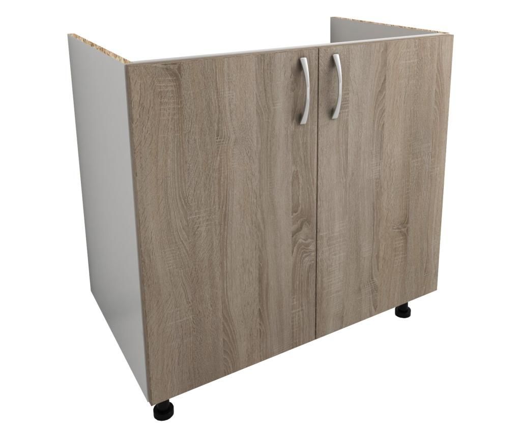 Corp Masca Chiuveta haaus, 2 Usi, Stejar Sonoma Inchis/Alb, 80 x 50 x 80 cm 