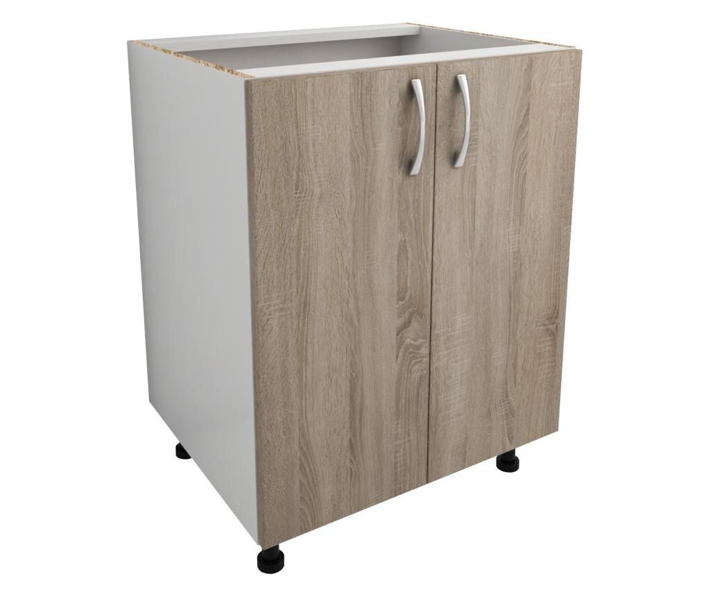 Corp Baza haaus, 2 Usi, Stejar Sonoma Inchis/Alb, 60 x 50 x 80 cm 