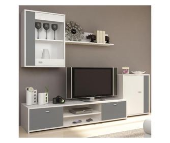 Mobila de living, alb/gri,Bortis Impex