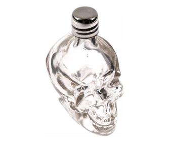 Sticla Pufo cu dop in forma de craniu, pentru bauturi, 50 ml, transparent