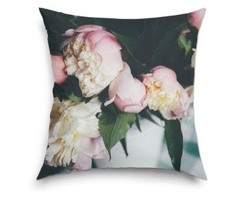 Perna decorativa Art Factory, Buchet de bujori alb si roz, Flori, Decoratiuni Casa, 38 x 38 cm