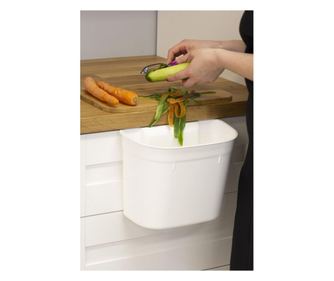 Cos de gunoi atasabil de dulap, plastic, alb, DOMOTTI Monti
