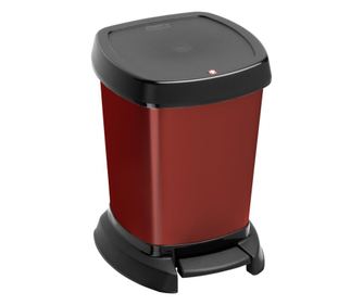 Cos de gunoi cu pedala 6L, rosu, ROTHO Paso