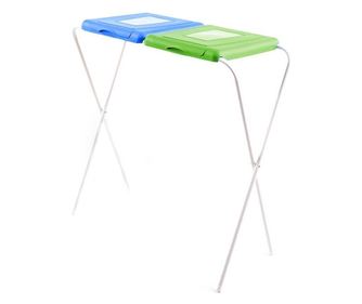 Suport saci menajeri, colectare selectiva, 2 compartimente, albastru-verde, JOTTA Flipo