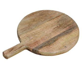 Platou rotund din lemn de mango cu maner 25cm
