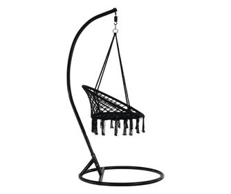 Függőfotel, makramé csomózott, fekete - GUADELOUPE