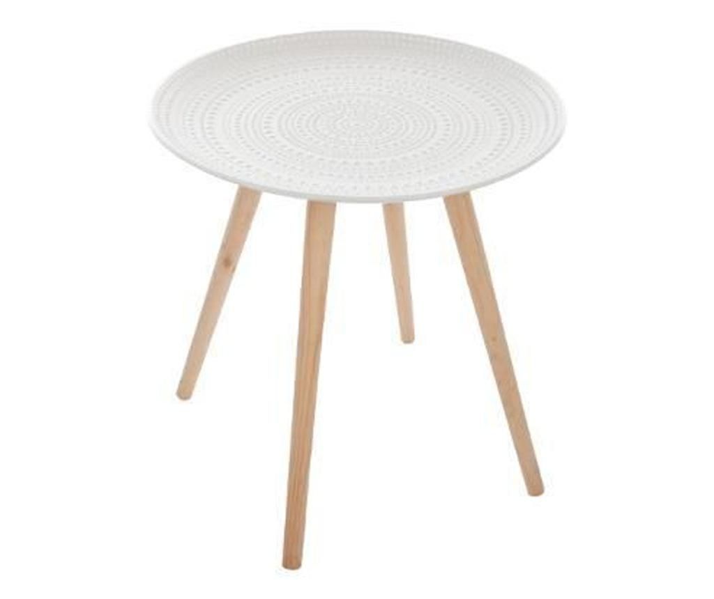 Kerek lerakóasztal, bordázott asztallappal, fehér - INCAS