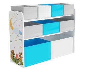 Rendszerező polc, szövet kosarakkal, fehér-világoskék - LAPLACE