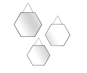 Hatszögletű tükör szett, 3 db, fekete - EXOPLANETE