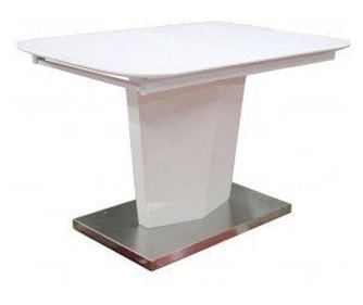 Étkezőasztal acél talppal, bővíthető, 120x80 cm, fehér - ICEBERG 120x80x76 cm