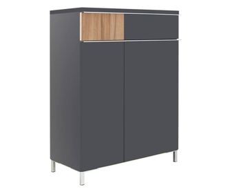 Kétajtós komód, fiókkal és 2 polccal, antracit-tölgy - BISE