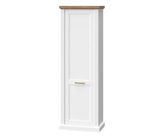 Egyajtós szekrény, polccal és kihúzható akasztós résszel, fehér-diófa - ALABAMA