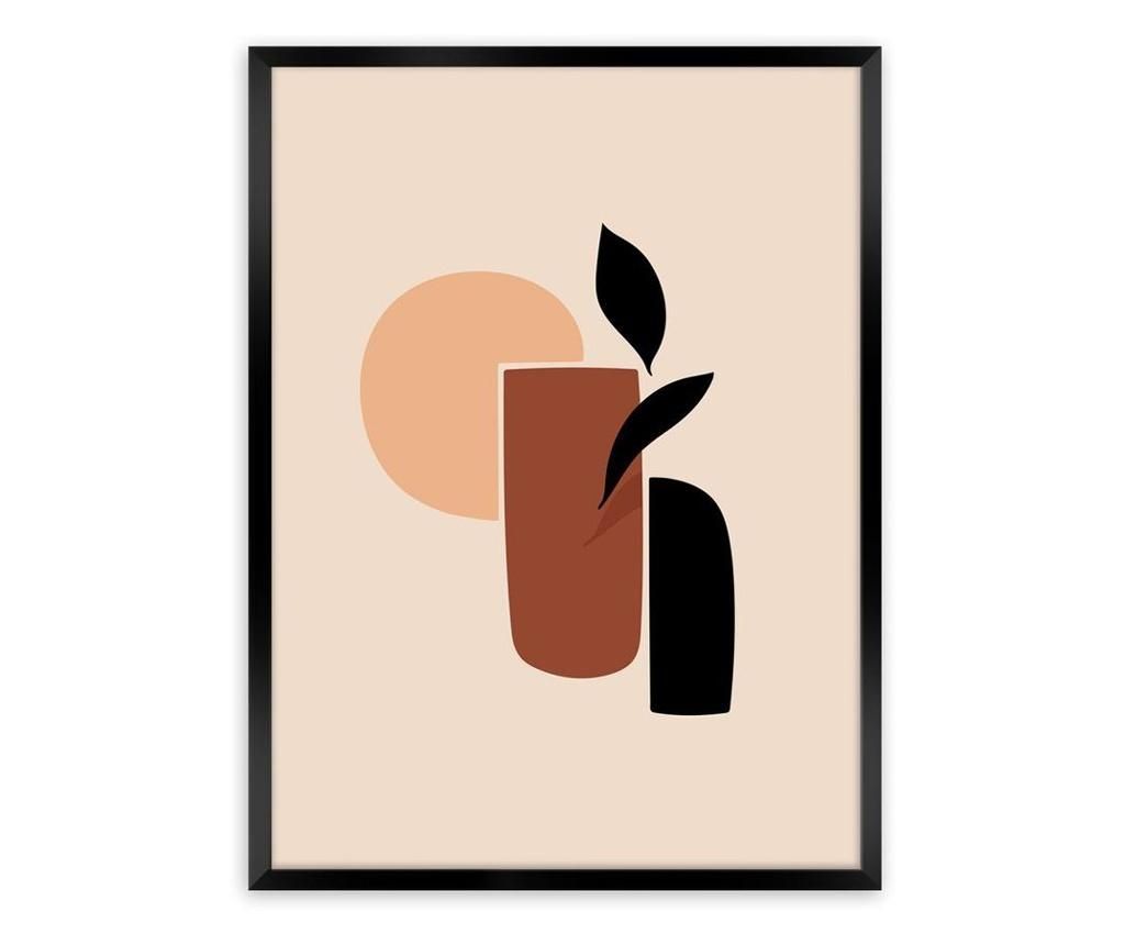 Keretezett falikép, terrakotta váza, 30x40 cm, krémszínű - VASES