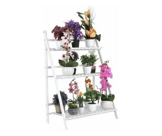 Bambusz virágpolc, 3 szintes, fehér - CONE