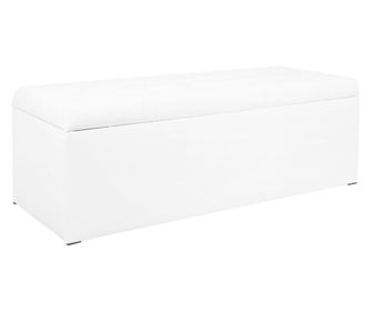 Ülőkés műbőr tároló puff, 130 cm, fehér - MADISON