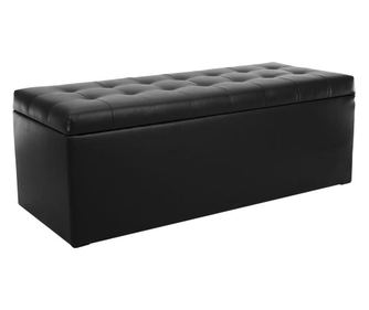 Ülőkés tároló pad, műbőr, 130 cm, fekete - MADISON