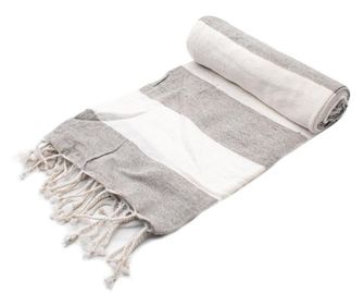 Плажна кърпа Pin Trade, 90x180 cm, памук, дебели ивици, cив и бял