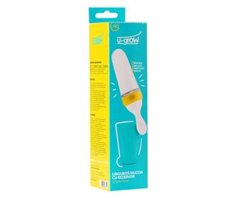 Lingurita cu rezervor U-Grow, Silicon, Turcoaz/Galben
